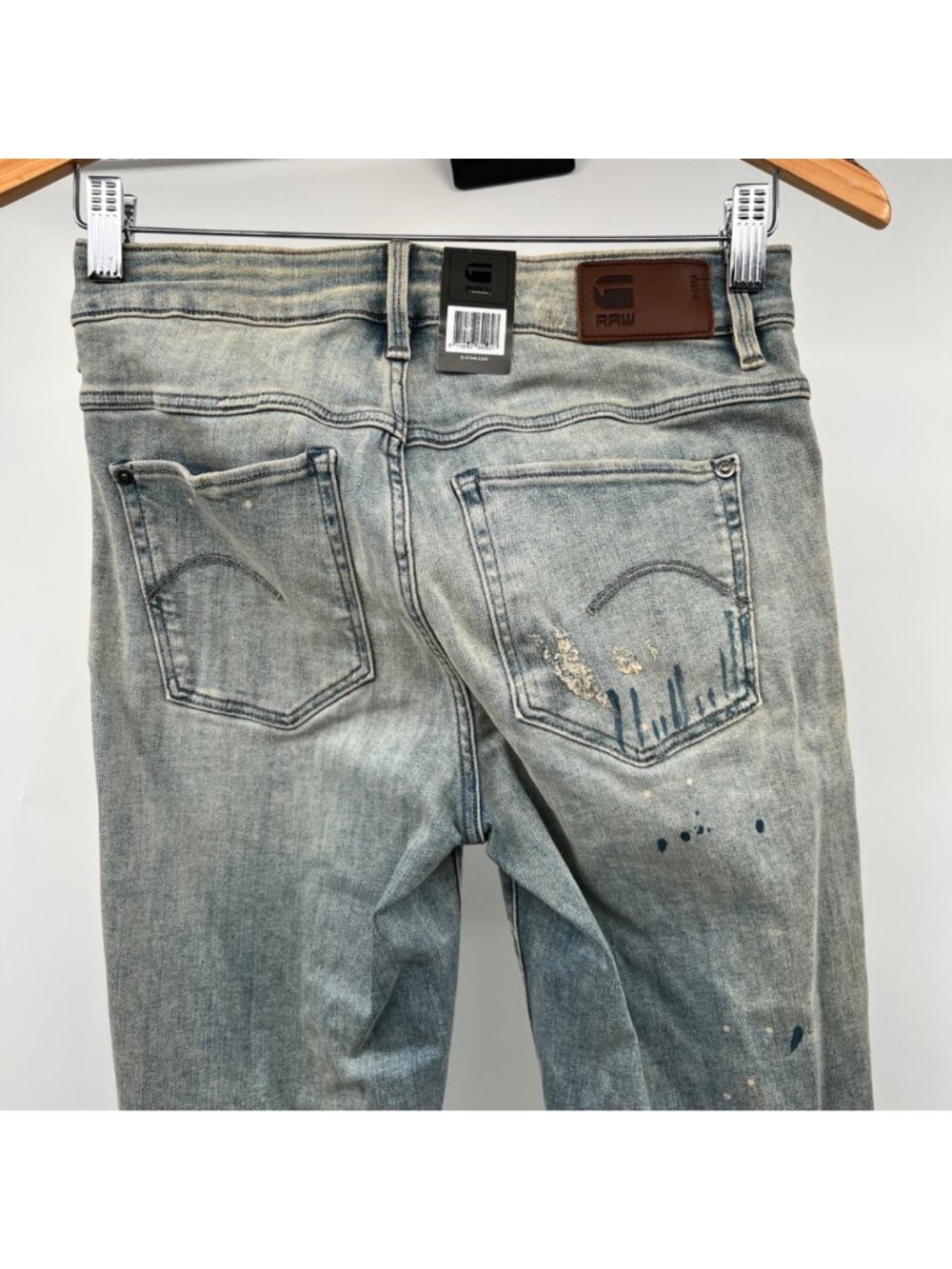 G-Star Raw Womens BIWES Skinny Jeans Distressed Paint Splatter Size 28x30 New - Picture 4 of 9